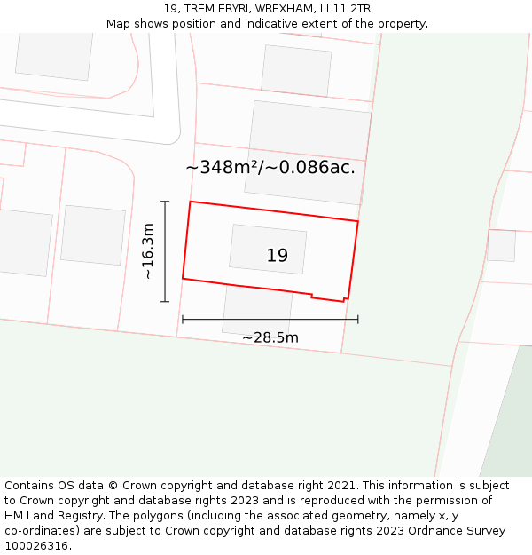 19, TREM ERYRI, WREXHAM, LL11 2TR: Plot and title map