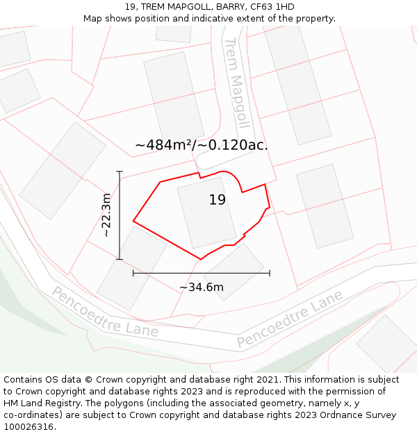 19, TREM MAPGOLL, BARRY, CF63 1HD: Plot and title map