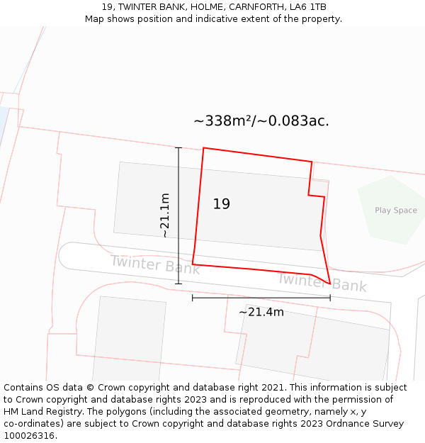 19, TWINTER BANK, HOLME, CARNFORTH, LA6 1TB: Plot and title map