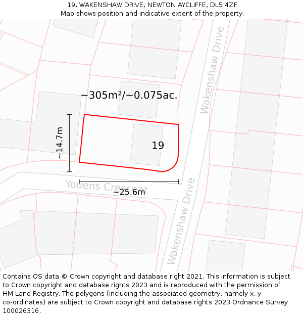 19, WAKENSHAW DRIVE, NEWTON AYCLIFFE, DL5 4ZF: Plot and title map