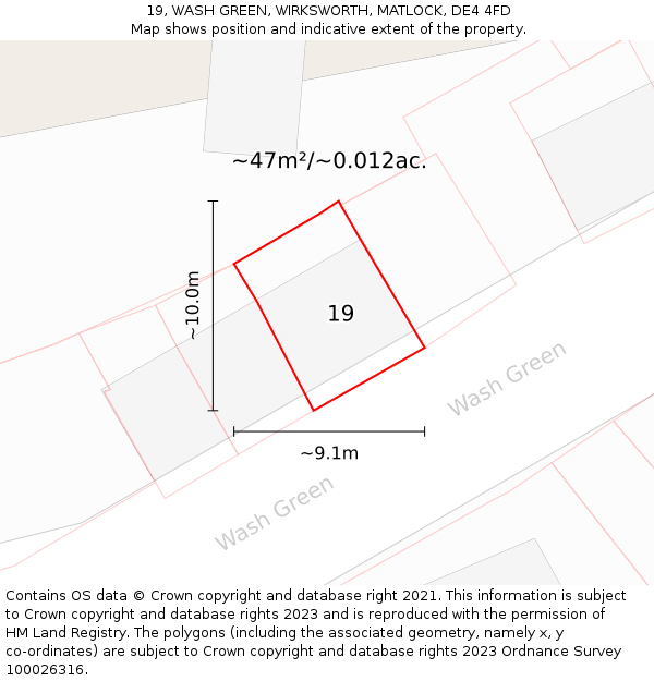 19, WASH GREEN, WIRKSWORTH, MATLOCK, DE4 4FD: Plot and title map