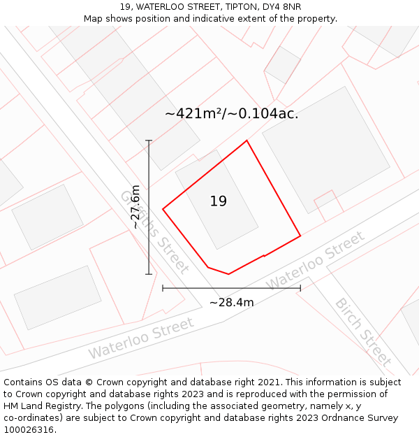 19, WATERLOO STREET, TIPTON, DY4 8NR: Plot and title map