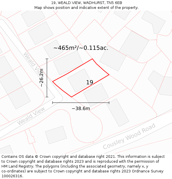 19, WEALD VIEW, WADHURST, TN5 6EB: Plot and title map