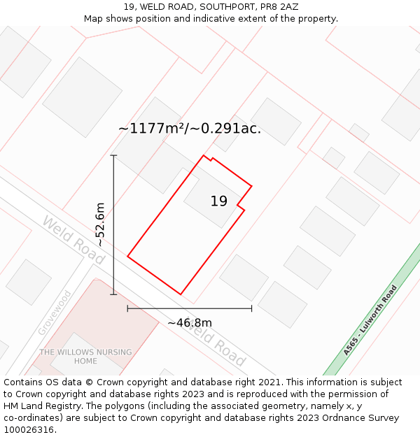 19, WELD ROAD, SOUTHPORT, PR8 2AZ: Plot and title map