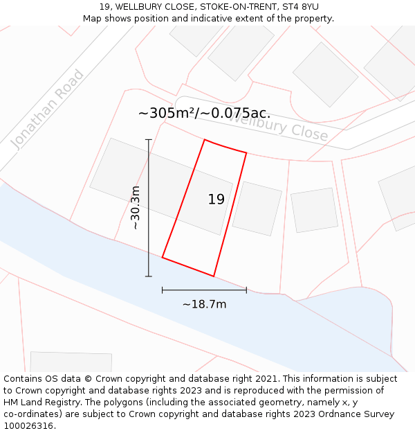 19, WELLBURY CLOSE, STOKE-ON-TRENT, ST4 8YU: Plot and title map