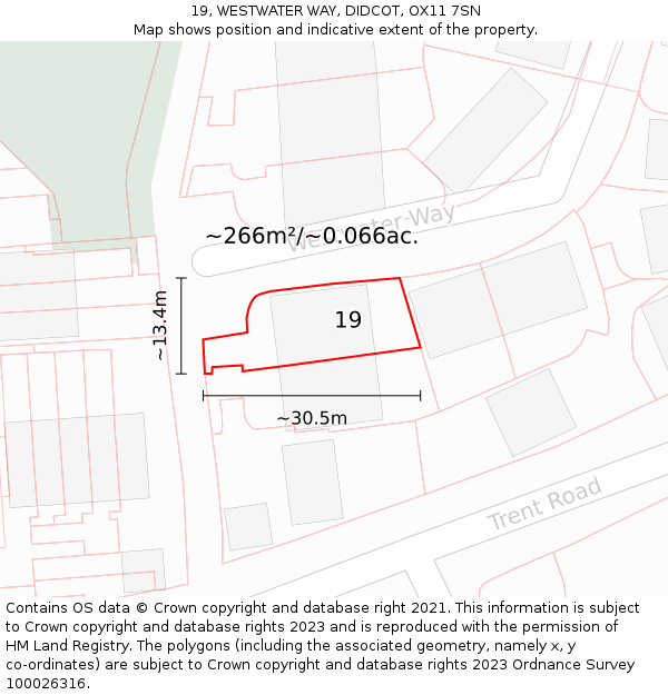 19, WESTWATER WAY, DIDCOT, OX11 7SN: Plot and title map