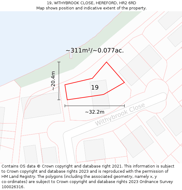 19, WITHYBROOK CLOSE, HEREFORD, HR2 6RD: Plot and title map