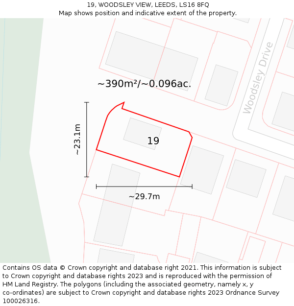 19, WOODSLEY VIEW, LEEDS, LS16 8FQ: Plot and title map