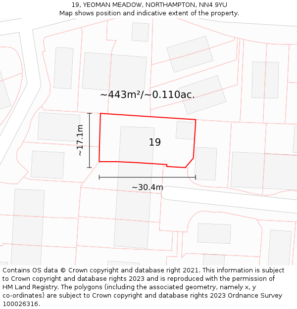 19, YEOMAN MEADOW, NORTHAMPTON, NN4 9YU: Plot and title map