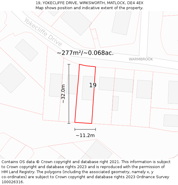 19, YOKECLIFFE DRIVE, WIRKSWORTH, MATLOCK, DE4 4EX: Plot and title map