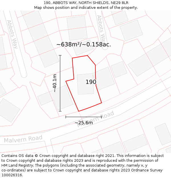 190, ABBOTS WAY, NORTH SHIELDS, NE29 8LR: Plot and title map