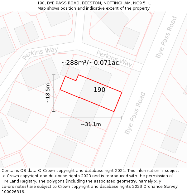 190, BYE PASS ROAD, BEESTON, NOTTINGHAM, NG9 5HL: Plot and title map