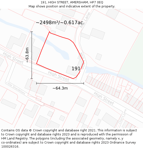 191, HIGH STREET, AMERSHAM, HP7 0EQ: Plot and title map