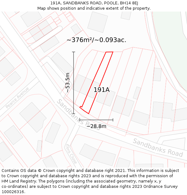 191A, SANDBANKS ROAD, POOLE, BH14 8EJ: Plot and title map