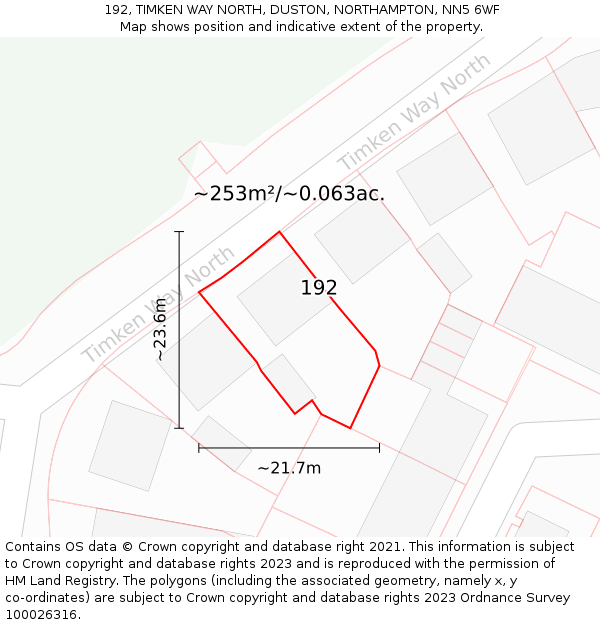 192, TIMKEN WAY NORTH, DUSTON, NORTHAMPTON, NN5 6WF: Plot and title map