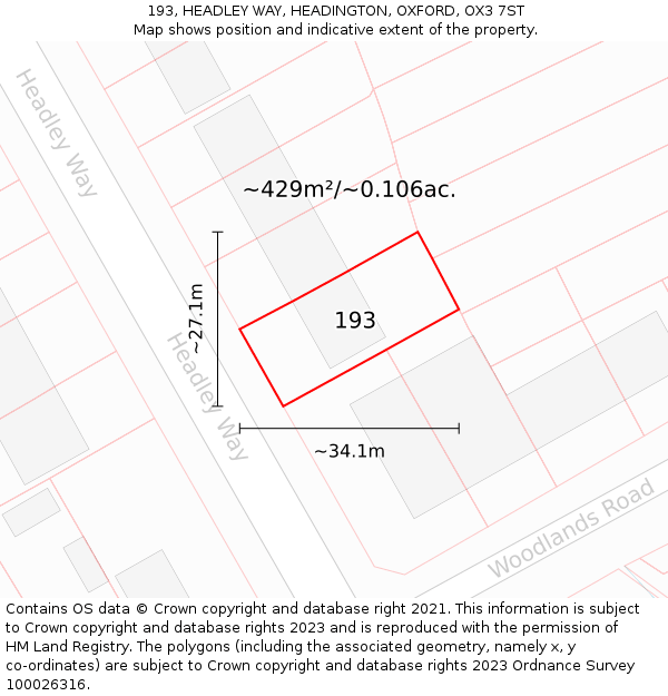 193, HEADLEY WAY, HEADINGTON, OXFORD, OX3 7ST: Plot and title map