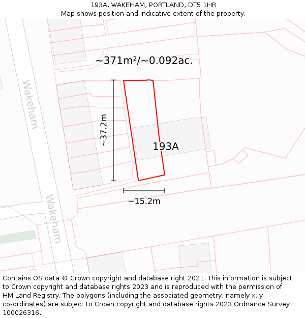 193A, WAKEHAM, PORTLAND, DT5 1HR: Plot and title map