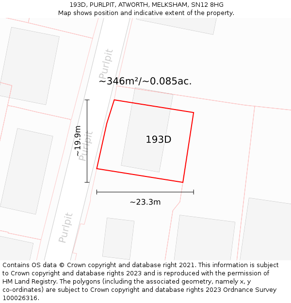 193D, PURLPIT, ATWORTH, MELKSHAM, SN12 8HG: Plot and title map