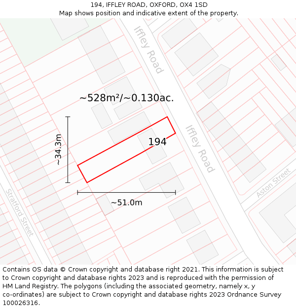 194, IFFLEY ROAD, OXFORD, OX4 1SD: Plot and title map