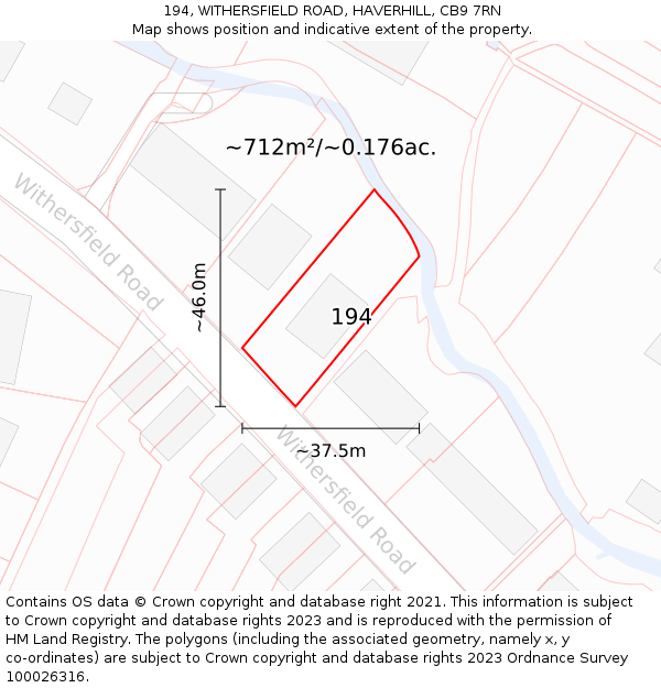 194, WITHERSFIELD ROAD, HAVERHILL, CB9 7RN: Plot and title map