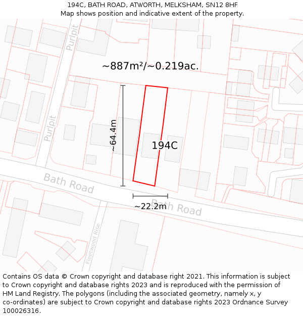 194C, BATH ROAD, ATWORTH, MELKSHAM, SN12 8HF: Plot and title map