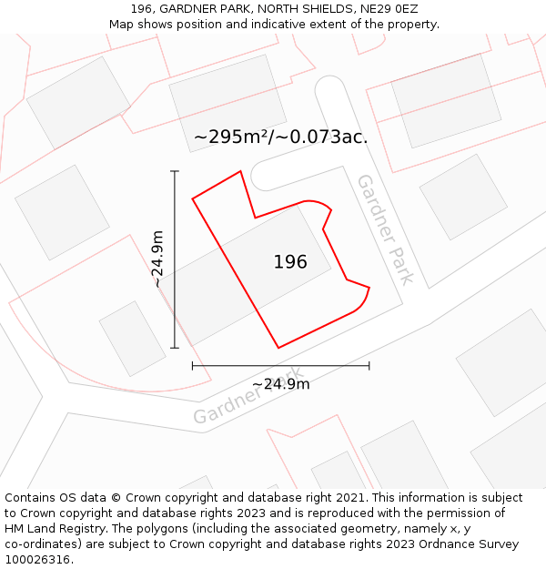 196, GARDNER PARK, NORTH SHIELDS, NE29 0EZ: Plot and title map