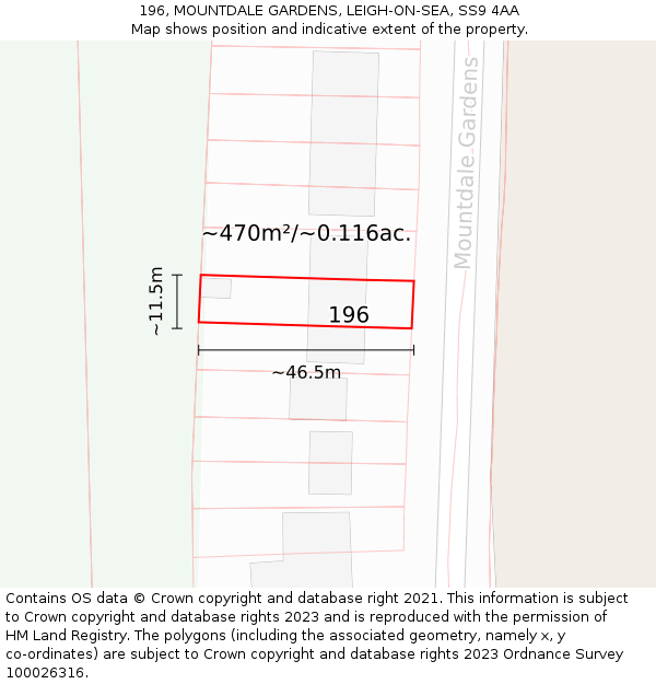 196, MOUNTDALE GARDENS, LEIGH-ON-SEA, SS9 4AA: Plot and title map