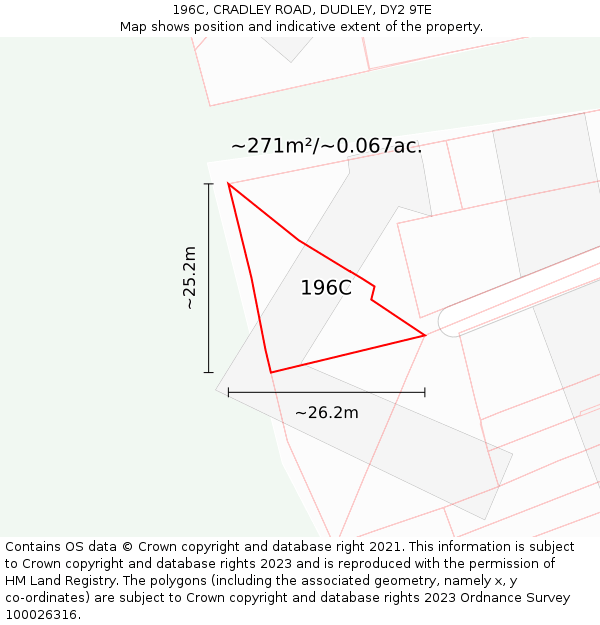 196C, CRADLEY ROAD, DUDLEY, DY2 9TE: Plot and title map