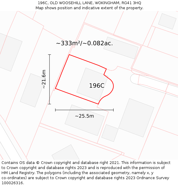 196C, OLD WOOSEHILL LANE, WOKINGHAM, RG41 3HQ: Plot and title map