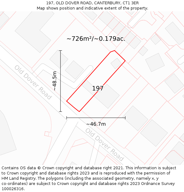 197, OLD DOVER ROAD, CANTERBURY, CT1 3ER: Plot and title map