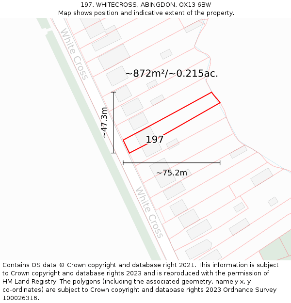 197, WHITECROSS, ABINGDON, OX13 6BW: Plot and title map