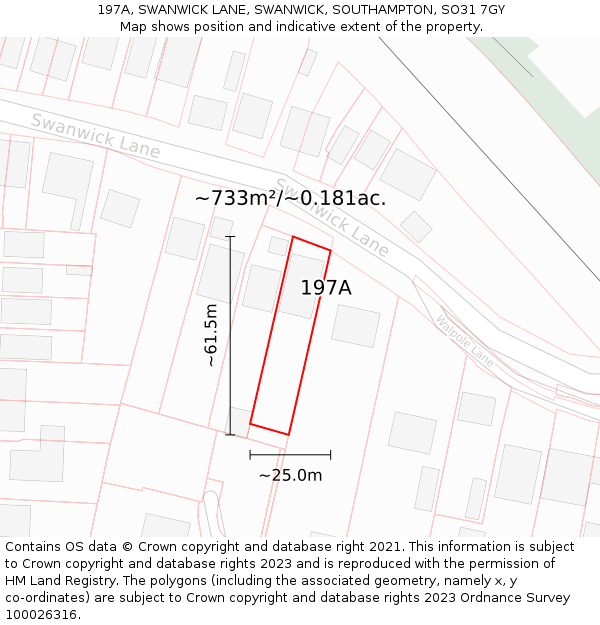 197A, SWANWICK LANE, SWANWICK, SOUTHAMPTON, SO31 7GY: Plot and title map