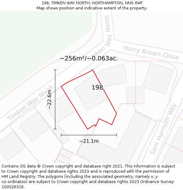 198, TIMKEN WAY NORTH, NORTHAMPTON, NN5 6WF: Plot and title map