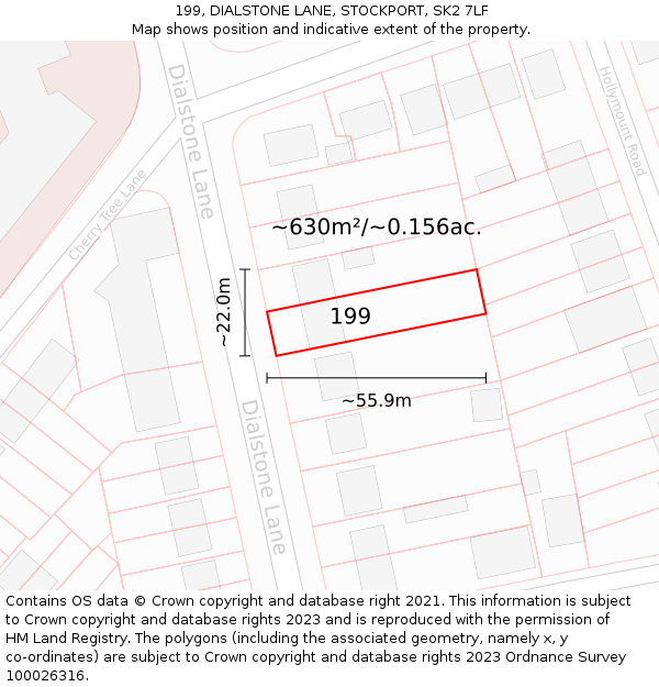 199, DIALSTONE LANE, STOCKPORT, SK2 7LF: Plot and title map