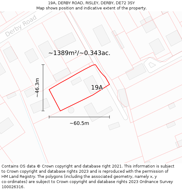 19A, DERBY ROAD, RISLEY, DERBY, DE72 3SY: Plot and title map