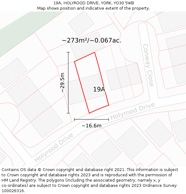 19A, HOLYROOD DRIVE, YORK, YO30 5WB: Plot and title map