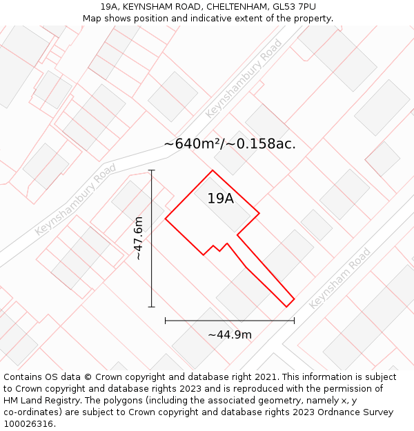 19A, KEYNSHAM ROAD, CHELTENHAM, GL53 7PU: Plot and title map