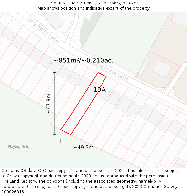 19A, KING HARRY LANE, ST ALBANS, AL3 4AS: Plot and title map