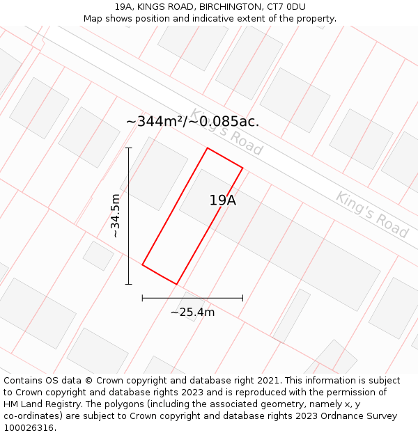 19A, KINGS ROAD, BIRCHINGTON, CT7 0DU: Plot and title map