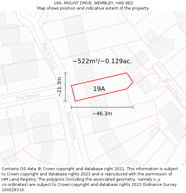 19A, MOUNT DRIVE, WEMBLEY, HA9 9ED: Plot and title map