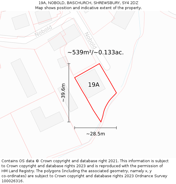 19A, NOBOLD, BASCHURCH, SHREWSBURY, SY4 2DZ: Plot and title map