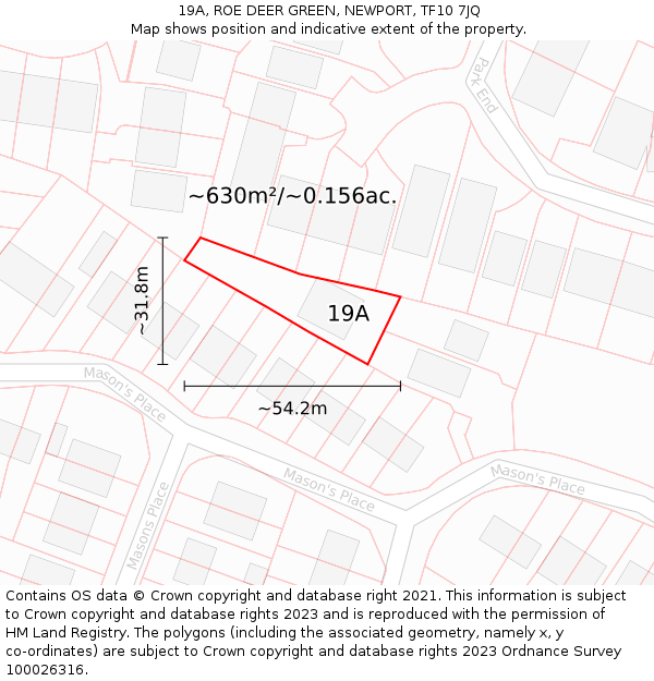 19A, ROE DEER GREEN, NEWPORT, TF10 7JQ: Plot and title map