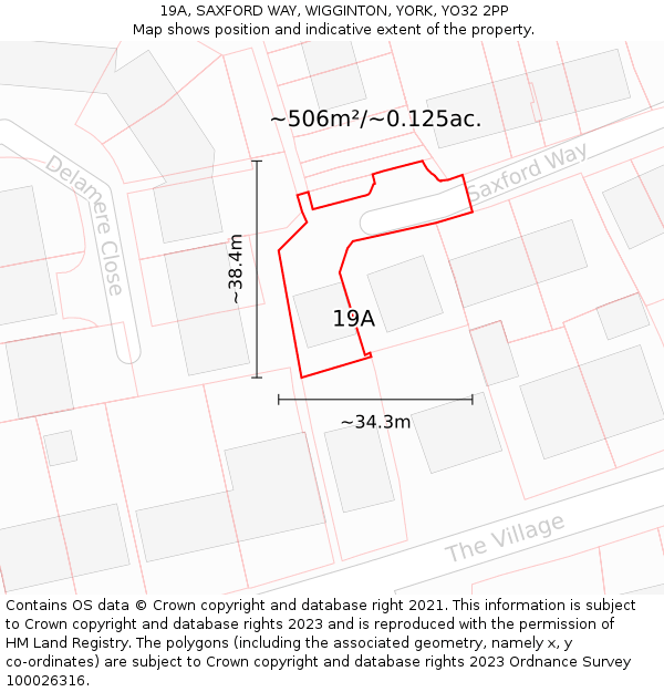 19A, SAXFORD WAY, WIGGINTON, YORK, YO32 2PP: Plot and title map