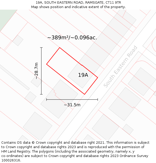 19A, SOUTH EASTERN ROAD, RAMSGATE, CT11 9TR: Plot and title map