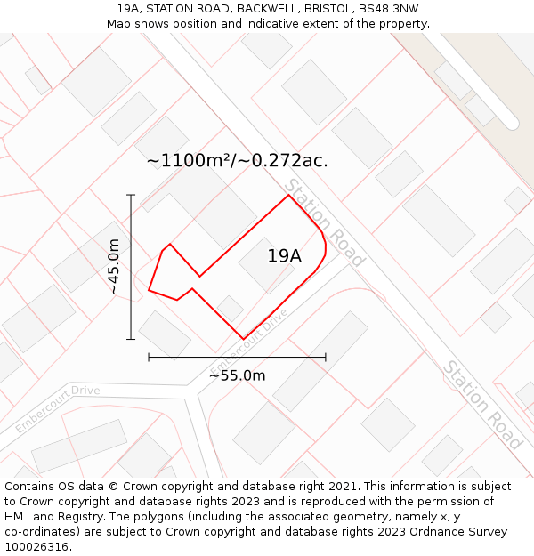 19A, STATION ROAD, BACKWELL, BRISTOL, BS48 3NW: Plot and title map