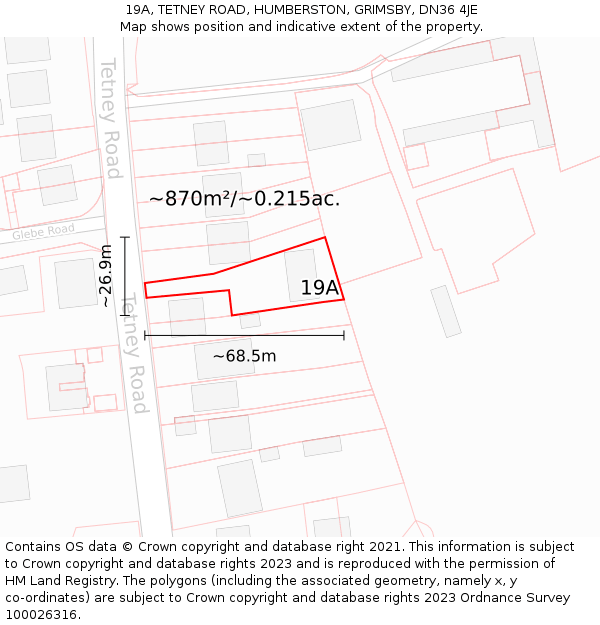 19A, TETNEY ROAD, HUMBERSTON, GRIMSBY, DN36 4JE: Plot and title map