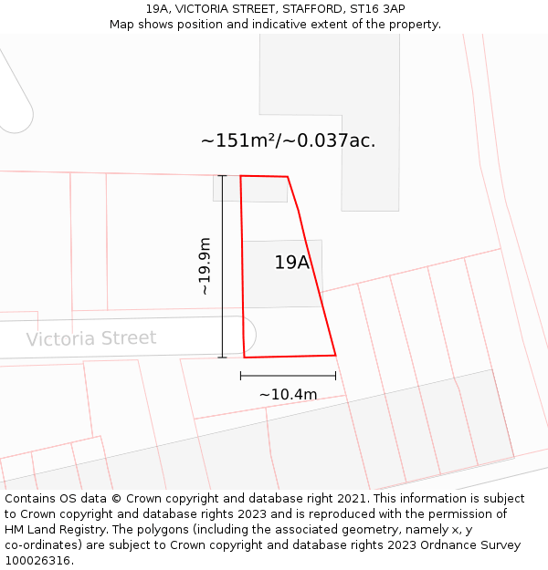 19A, VICTORIA STREET, STAFFORD, ST16 3AP: Plot and title map