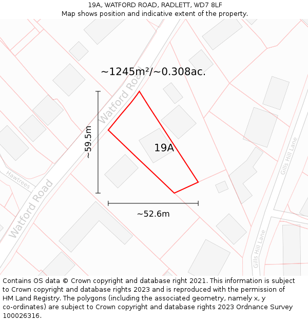 19A, WATFORD ROAD, RADLETT, WD7 8LF: Plot and title map