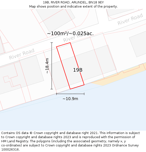19B, RIVER ROAD, ARUNDEL, BN18 9EY: Plot and title map