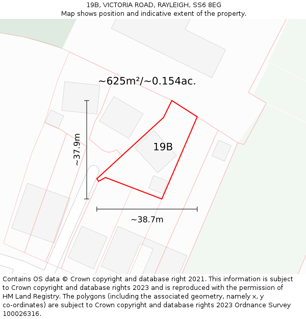 19B, VICTORIA ROAD, RAYLEIGH, SS6 8EG: Plot and title map